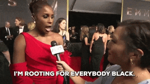 Gif of Issa Rae saying "I'm rooting for Everybody Black"
