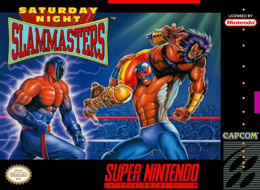 SNES box front for Saturday Night Slam Masters