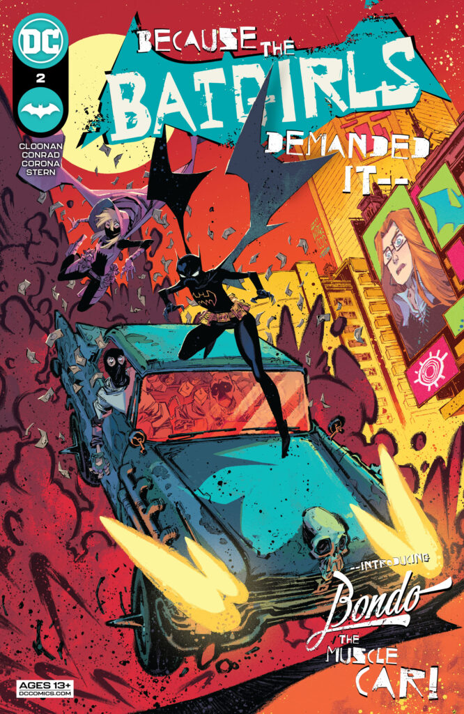 Batgirls #2 cover with Cass, Barbara, and Bondo the Muscle Car