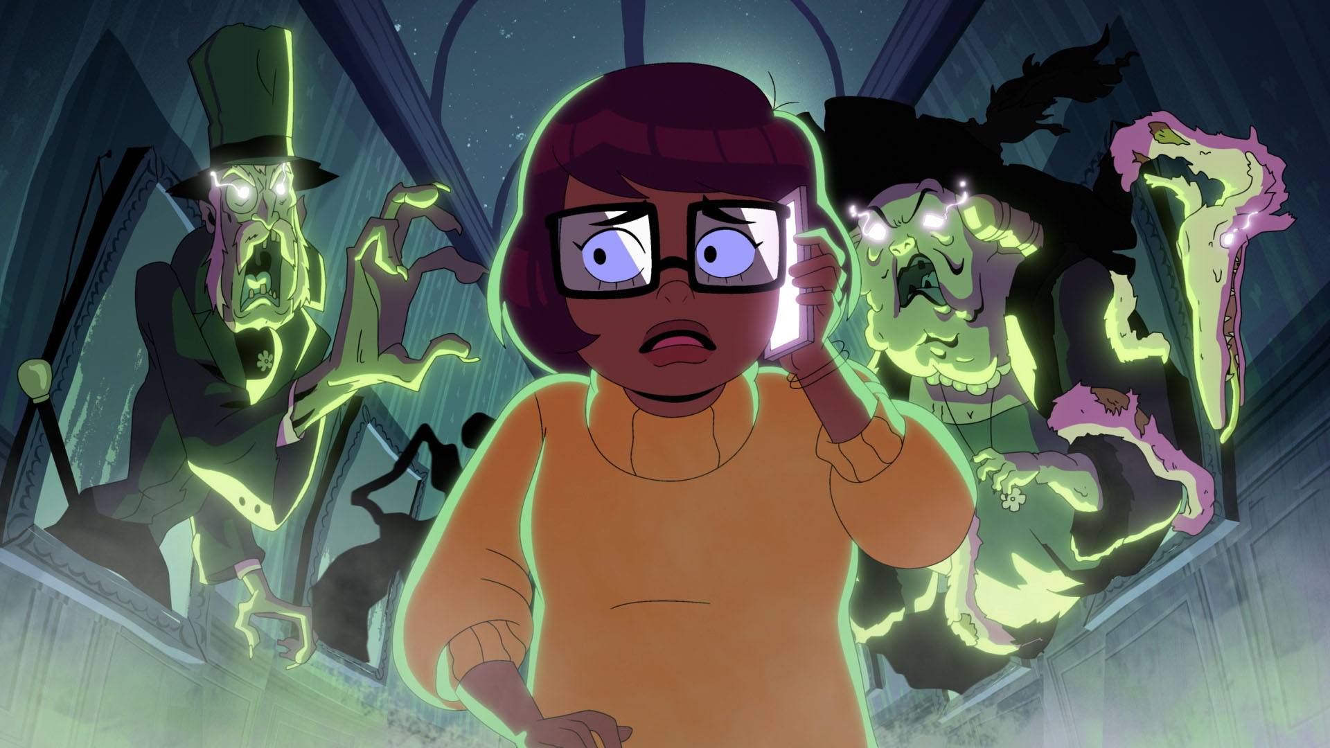 Velma surrounded by ghosts