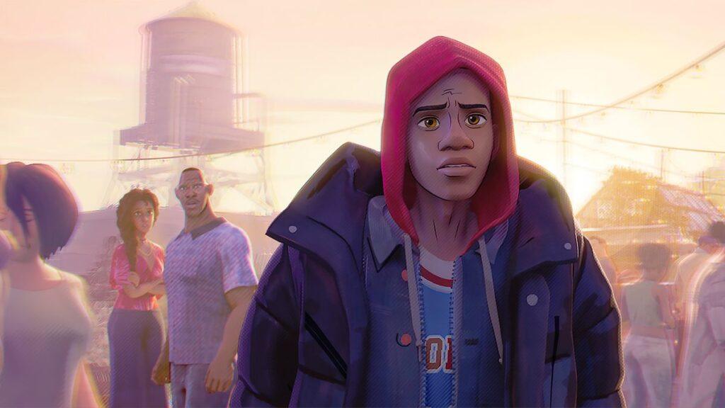 Miles Morales Hoodie Up Across The Spiderverse
